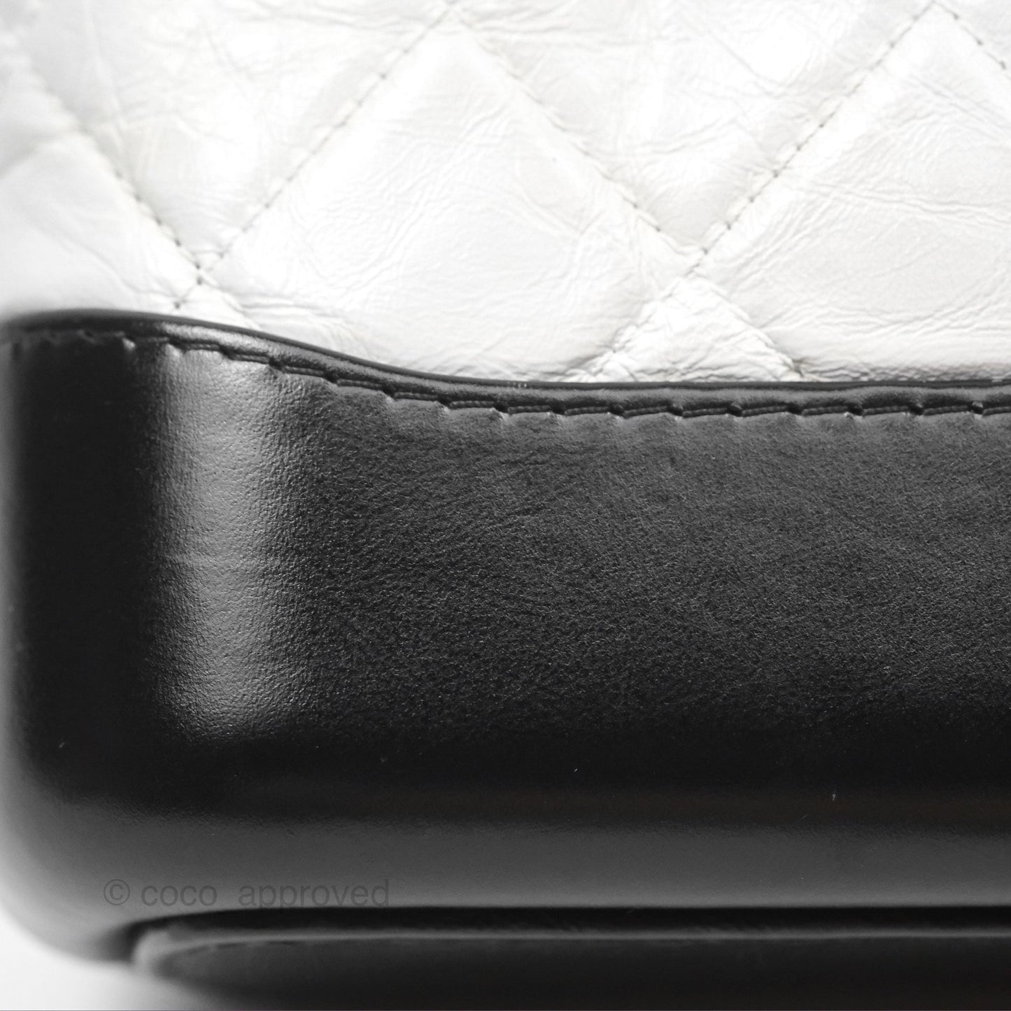 Chanel Small Gabrielle Hobo Quilted Black White Aged Calfskin