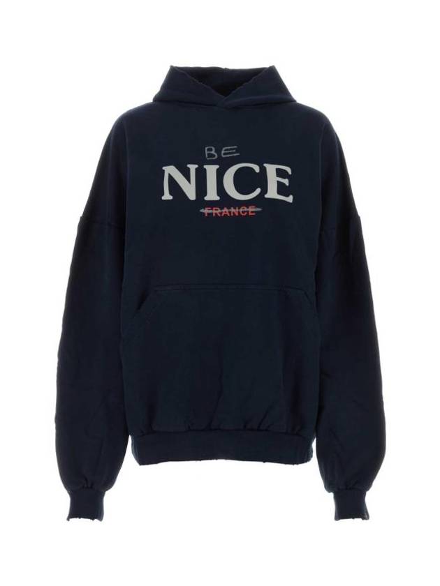 Luxury Balenciaga Be Nice Printed Hoodie Navy