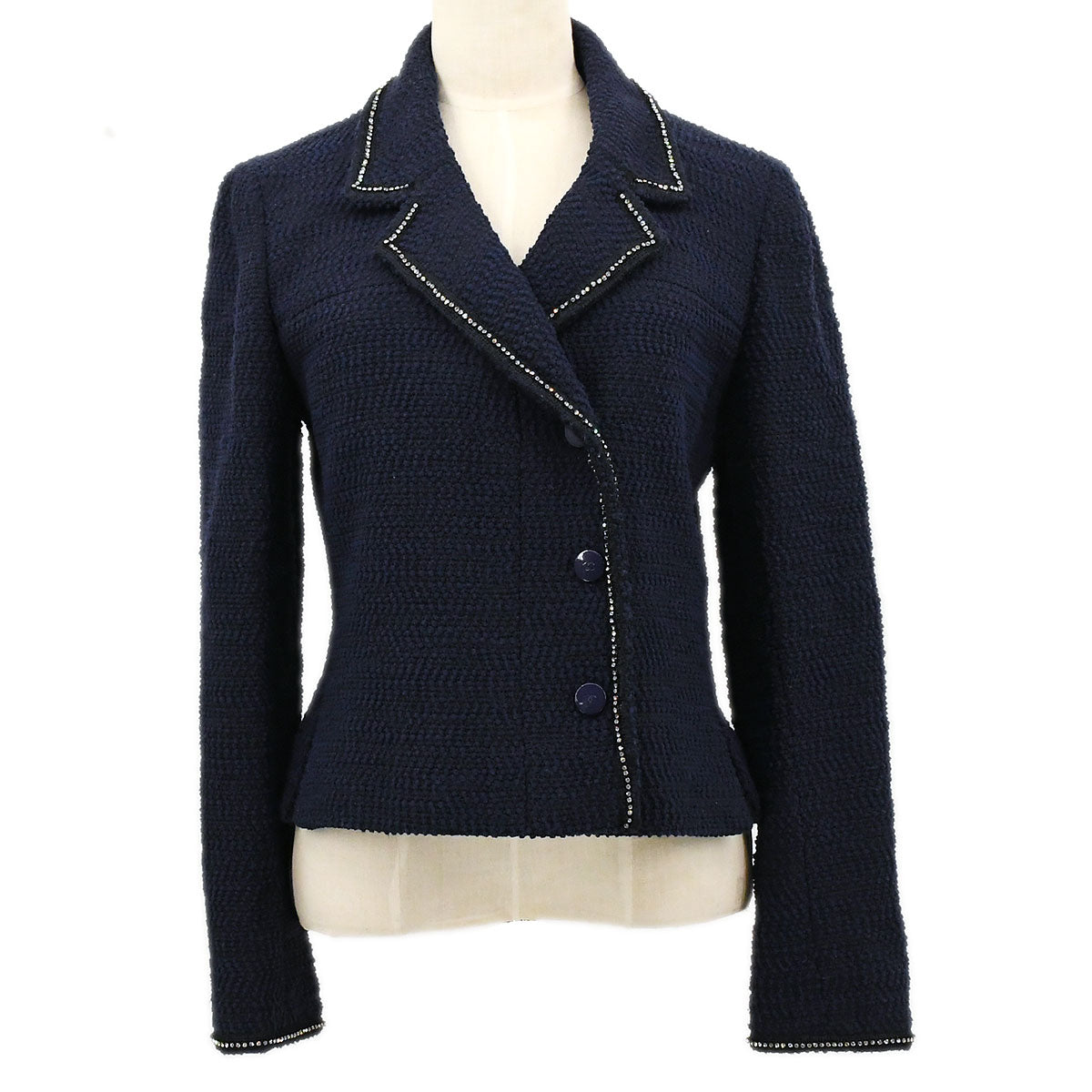 Luxury Chanel 2000 Fall off-center fastening tweed jacket #40