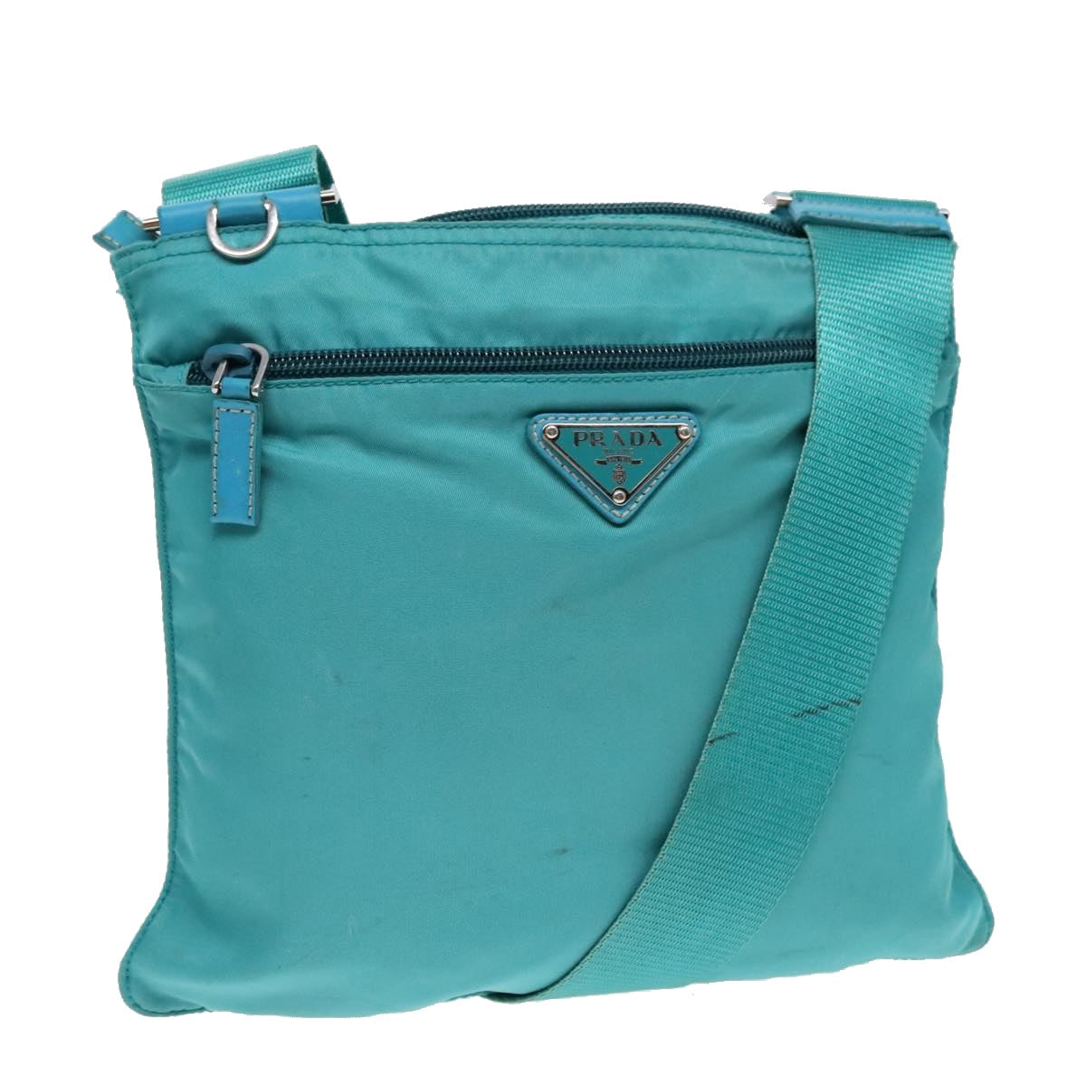 Luxury Prada Shoulder Bag Nylon Turquoise Blue  91013