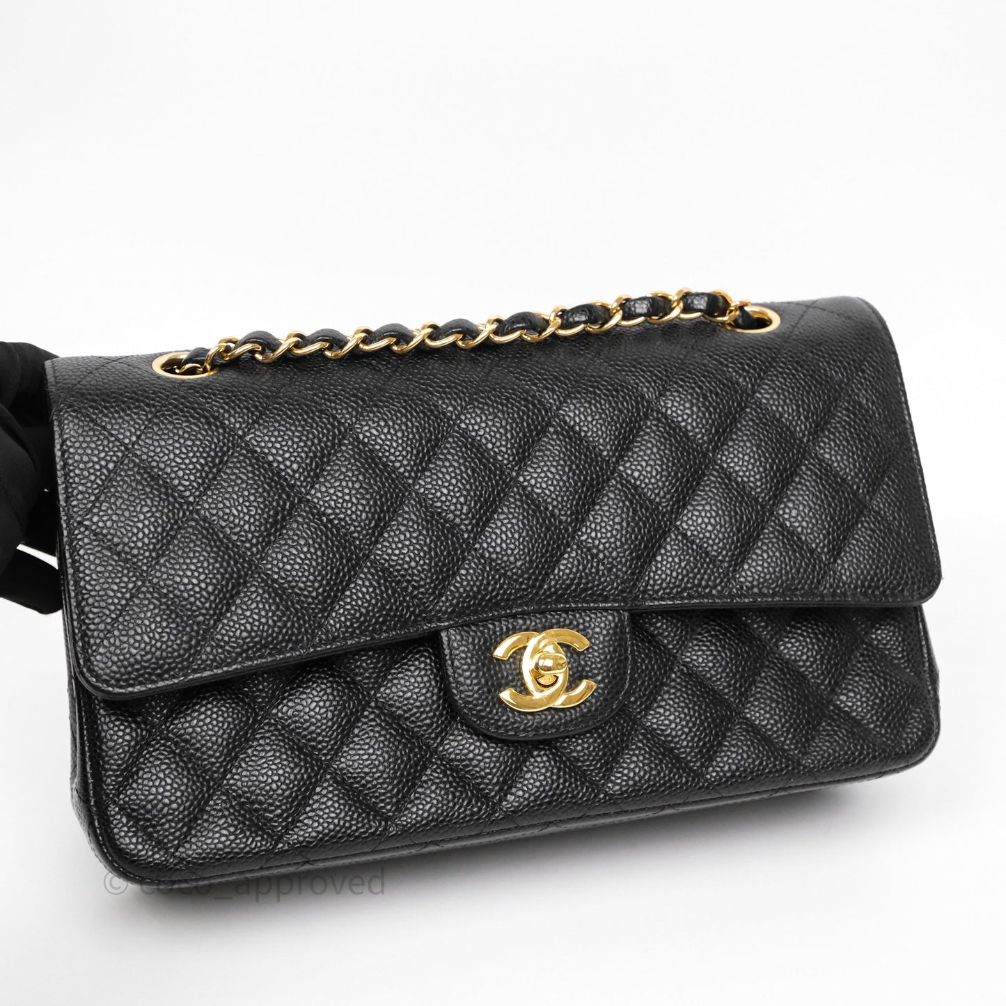 Chanel Classic M/L Medium Flap Quilted Black Caviar Gold Hardware