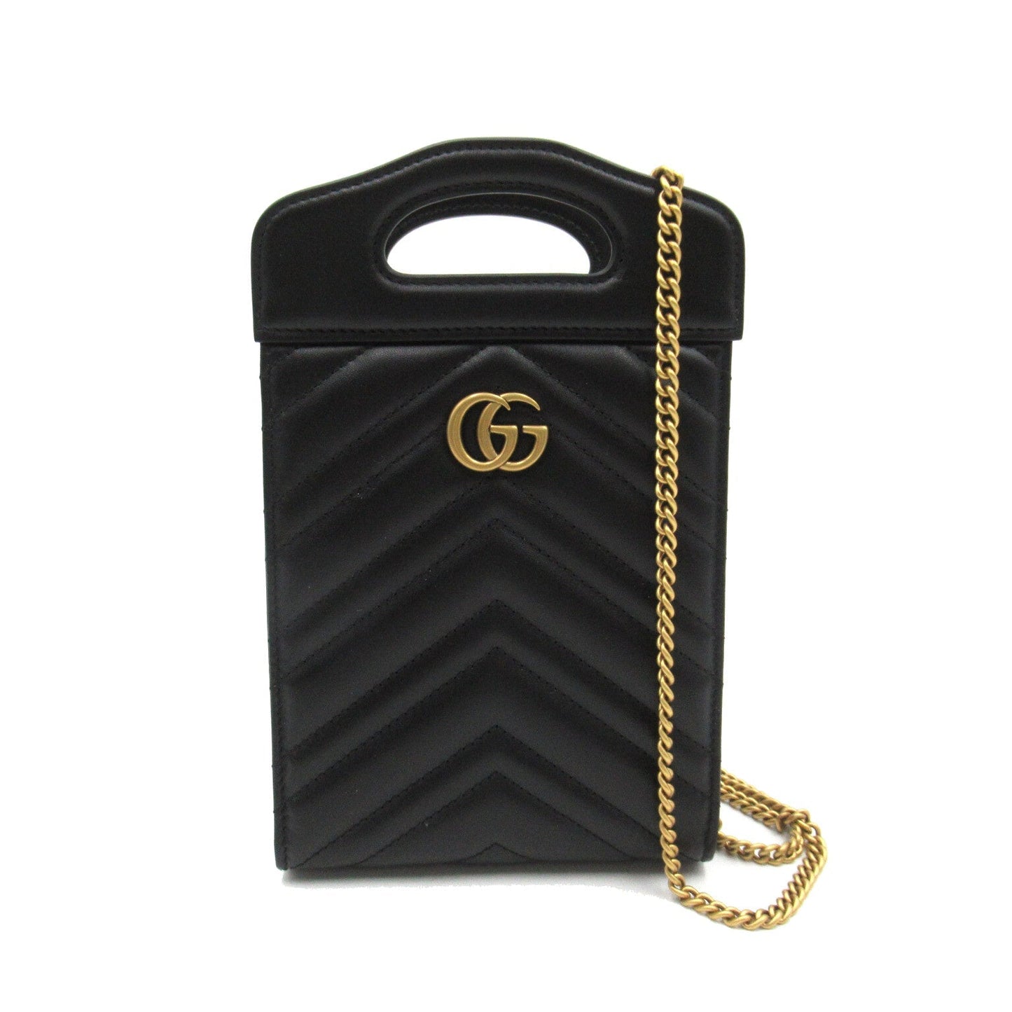Luxury Gucci Trending 2025 GG Marmont Mini Top Handle Bag Shoulder bag Calfskin (cowhide) Black
