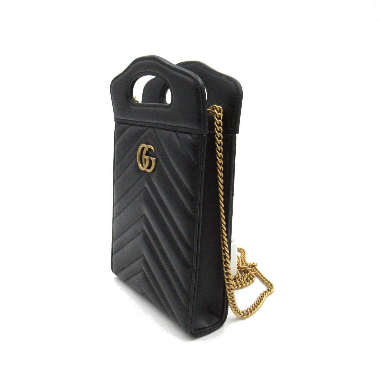 Luxury Gucci Trending 2025 GG Marmont Mini Top Handle Bag Shoulder bag Calfskin (cowhide) Black
