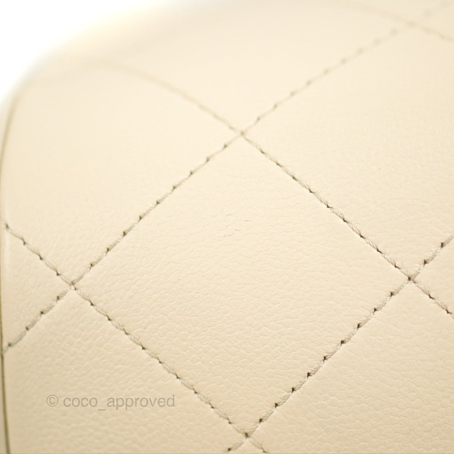 Chanel Quilted Drawstring Bucket Bag Ivory Lambskin Aged Gold Hardware 19C