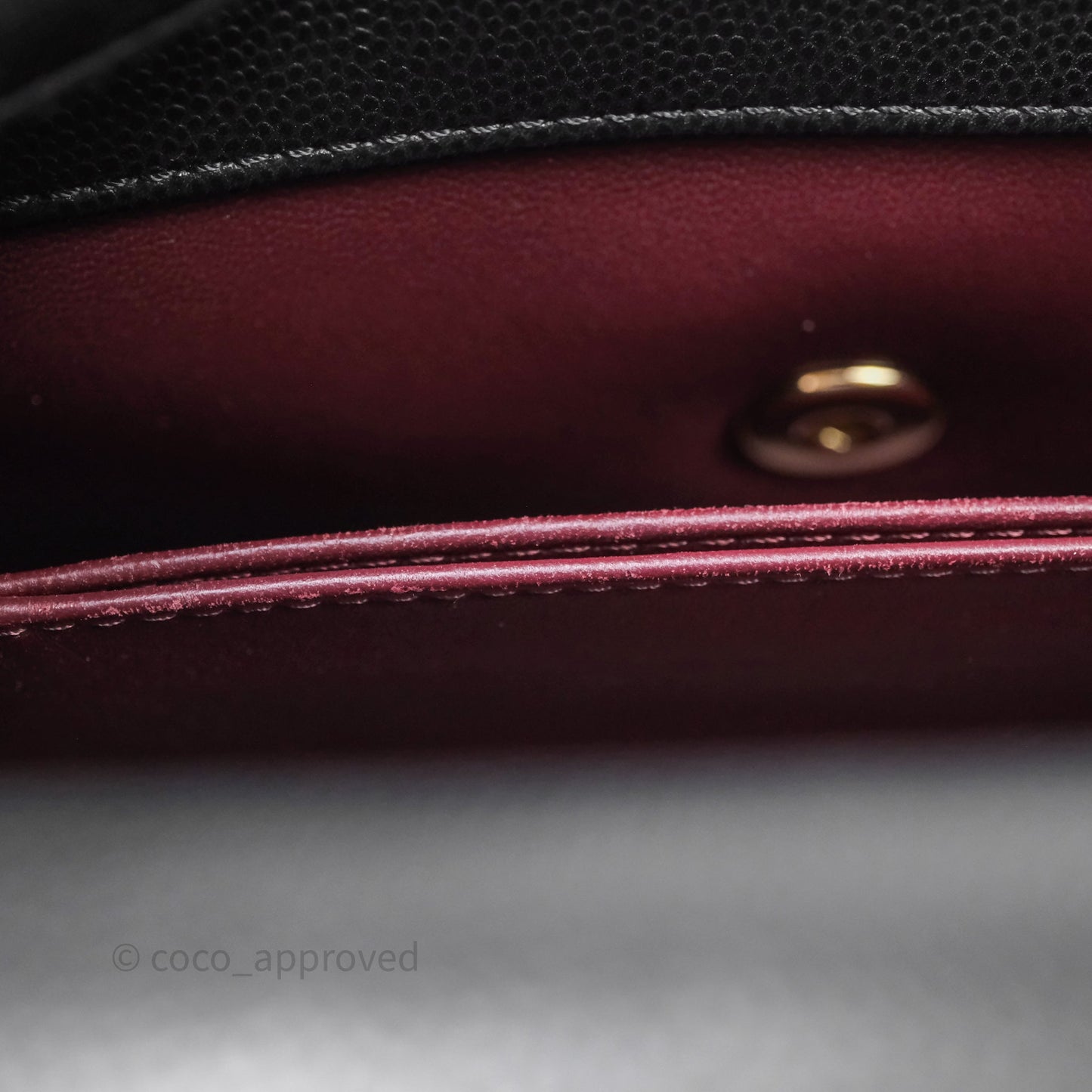 Chanel Small Coco Handle Quilted Black Caviar Aged Gold Hardware Lizard Handle