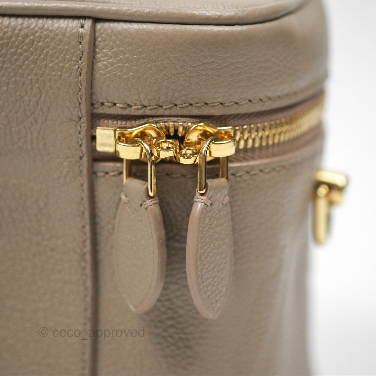 Louis Vuitton Monogram Empreinte Tourterelle Vanity PM Beige Gold Hardware