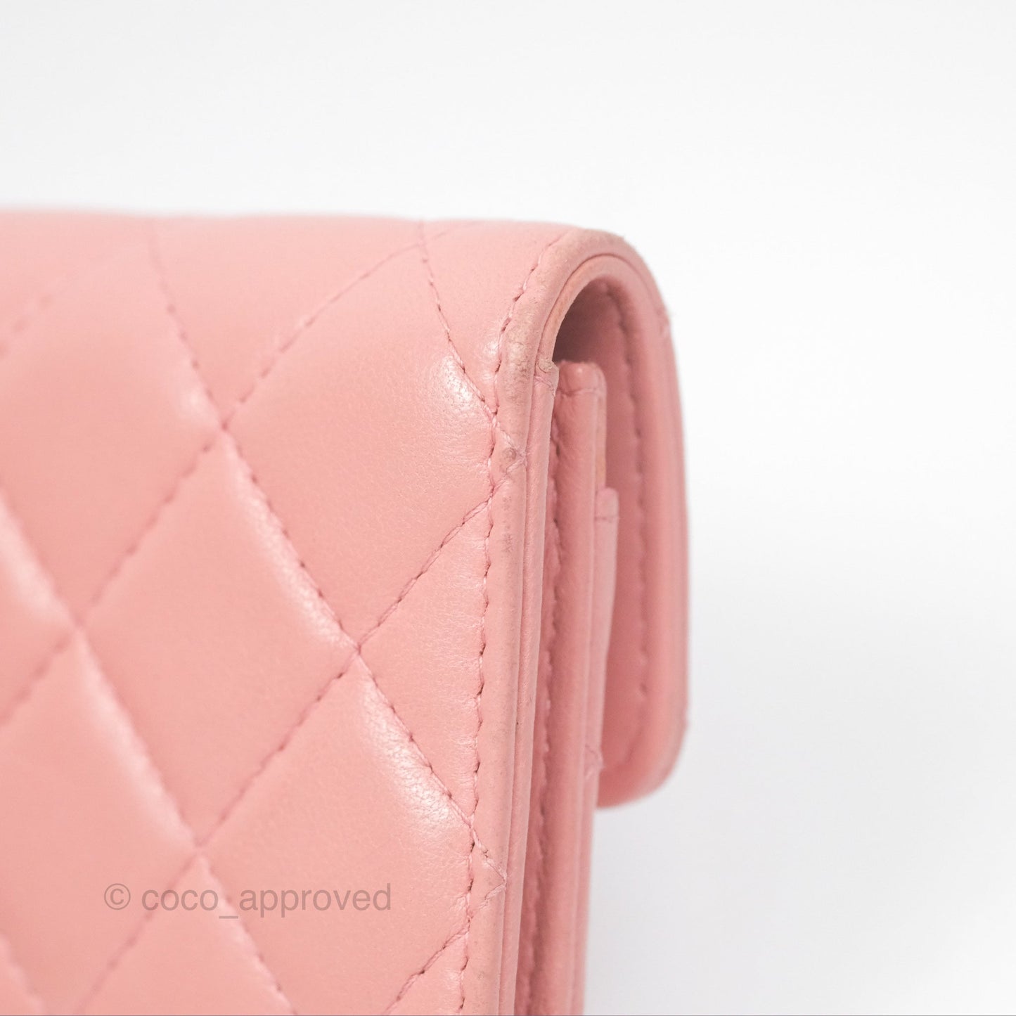 Chanel Classic Flap Card Holder Quilted Pink Lambskin Gold Hardware