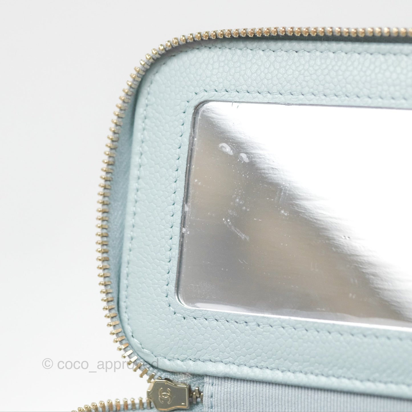 Chanel Vanity with CC Chain Light Blue Caviar Gold Hardware