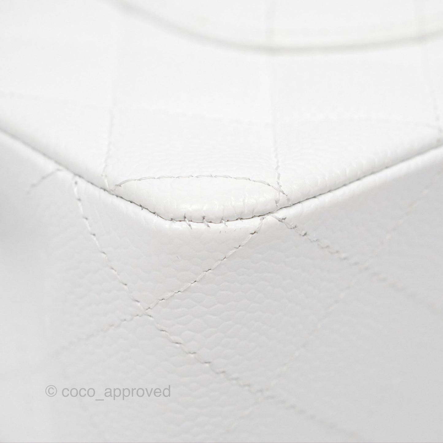 Chanel Classic M/L Medium Flap Quilted White Caviar Silver Hardware