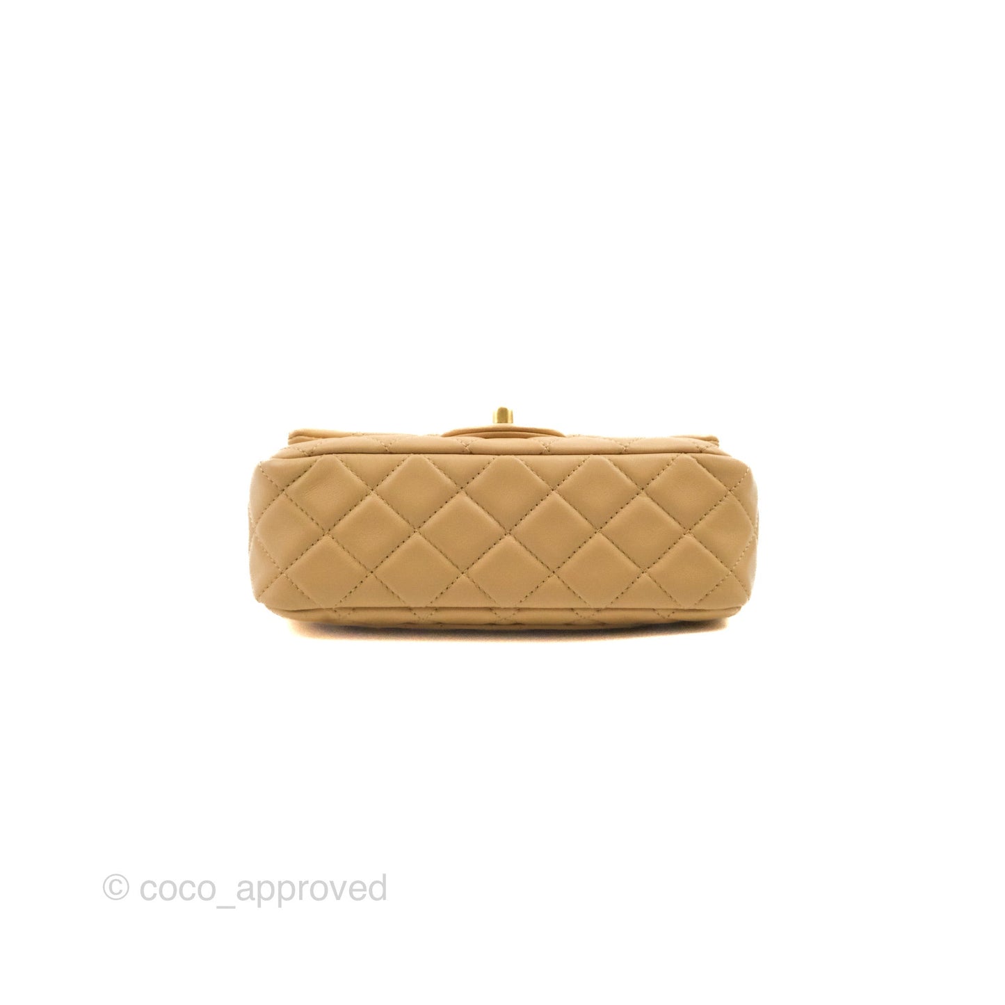 Chanel Mini Rectangular Pearl Crush Beige Lambskin Aged Gold Hardware