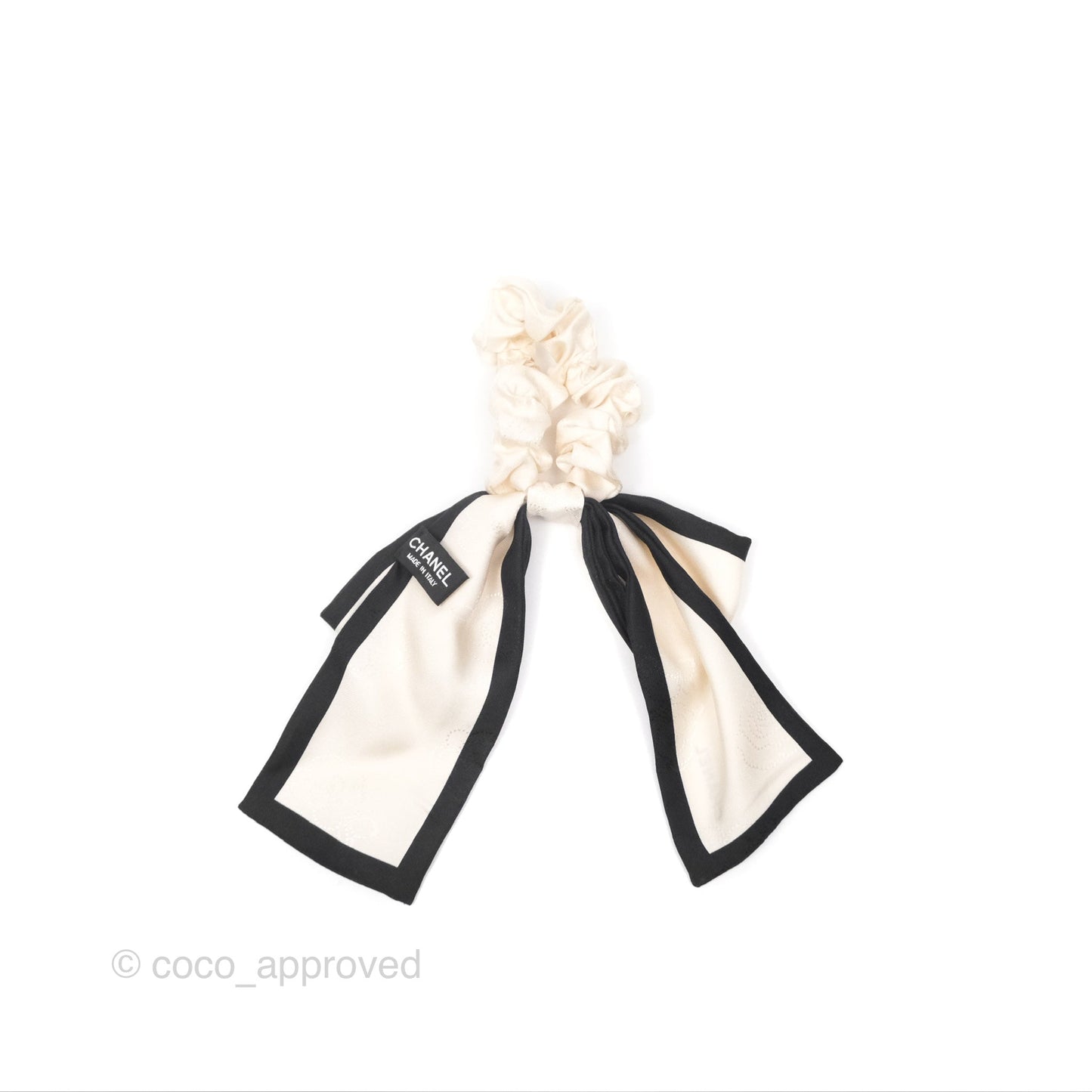 Chanel Bow Silk Hair Accessory Ivory & Black