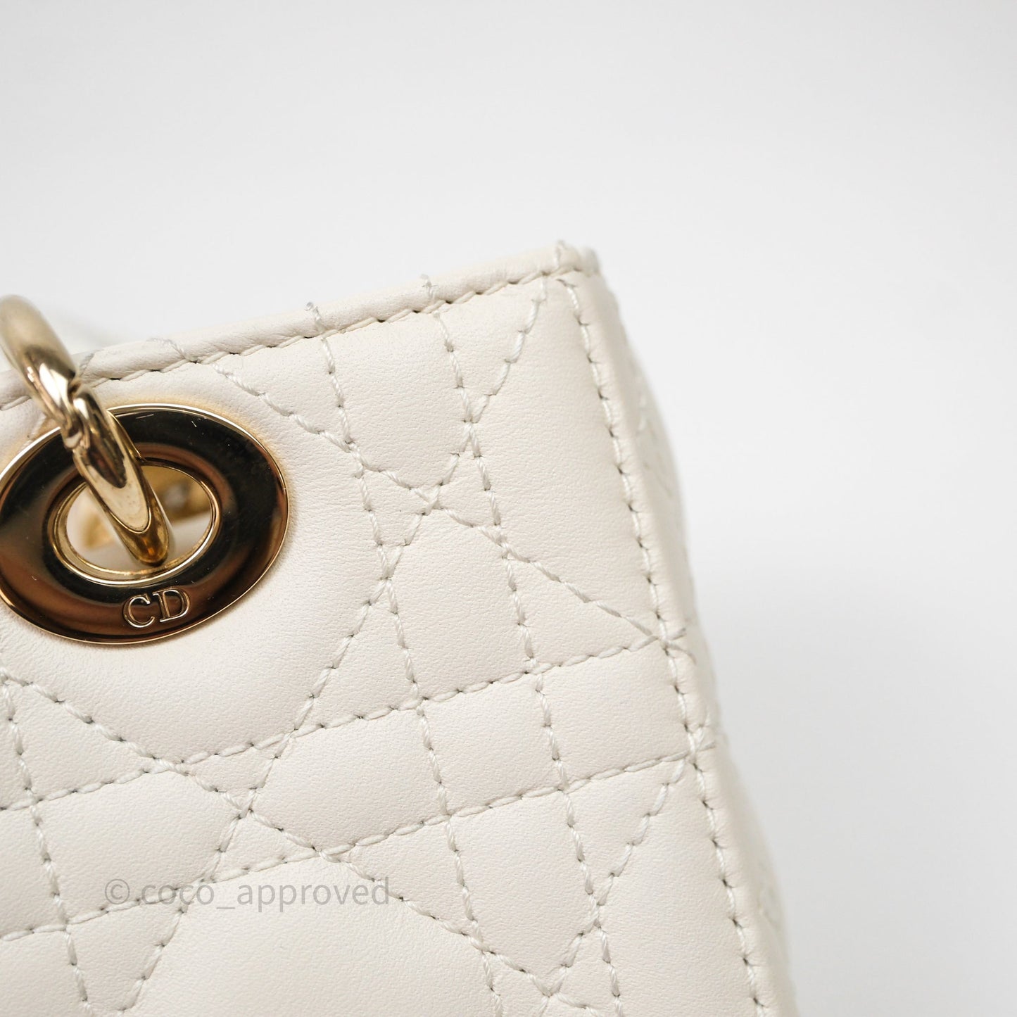 Christian Dior Micro Lady D-Joy Bag Latte Cannage Lambskin Gold Hardware