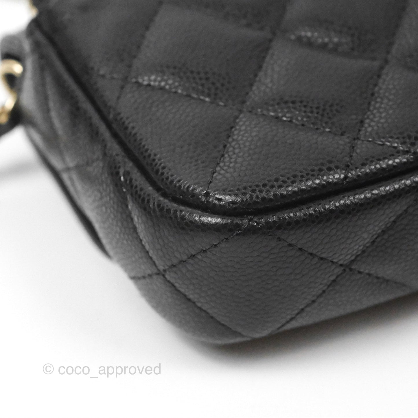 Chanel Classic Flap Phone Holder With Chain Black Caviar Gold Hardware 22A