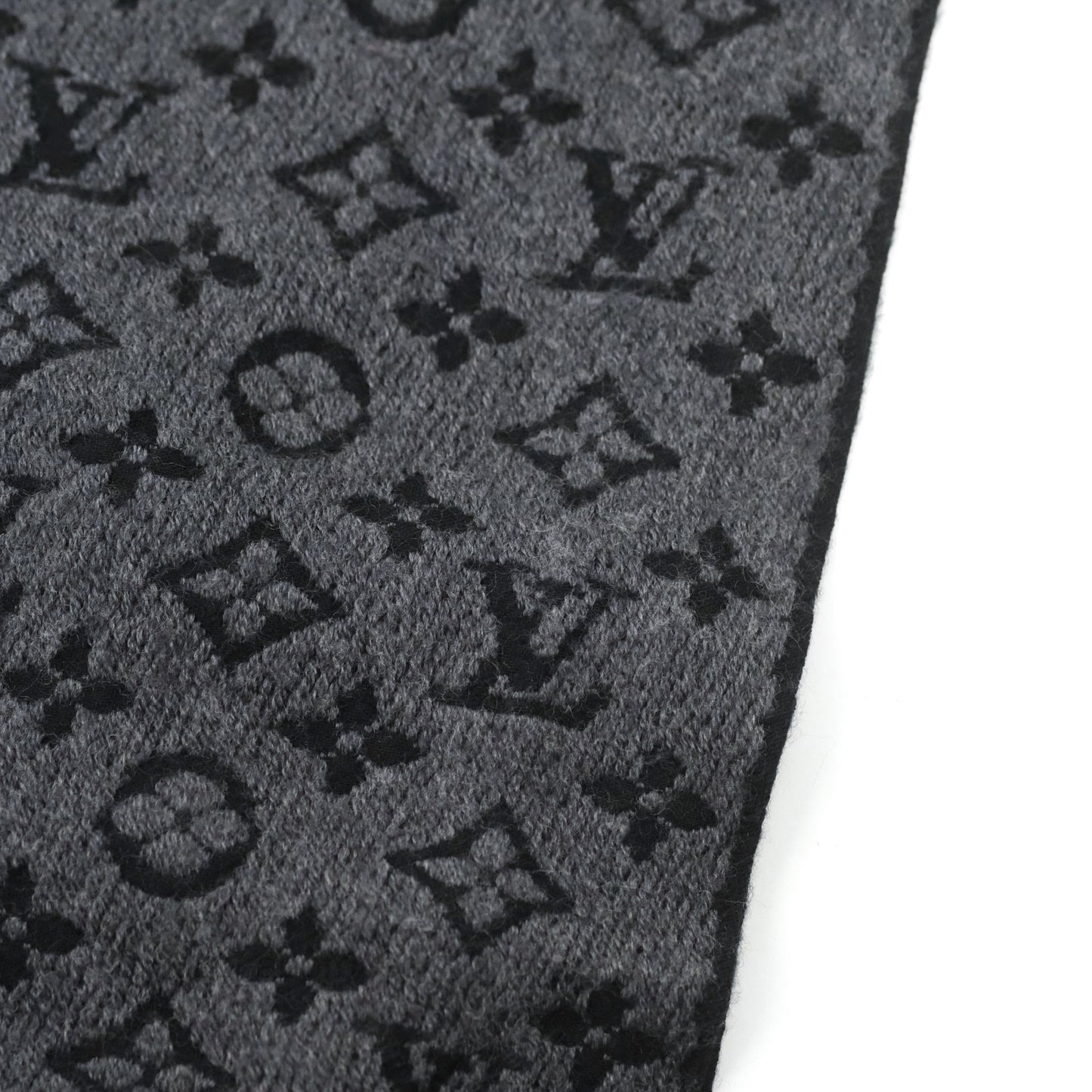 Louis Vuitton Monogram Classic Fringes Scarf Charcoal Grey