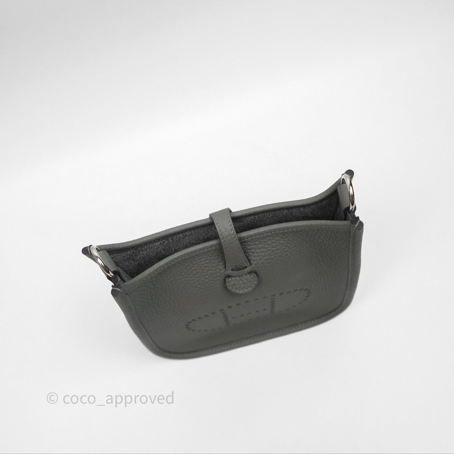 Hermès Mini Evelyne 16 Gris Meyer 0L Clemence Palladium Hardware