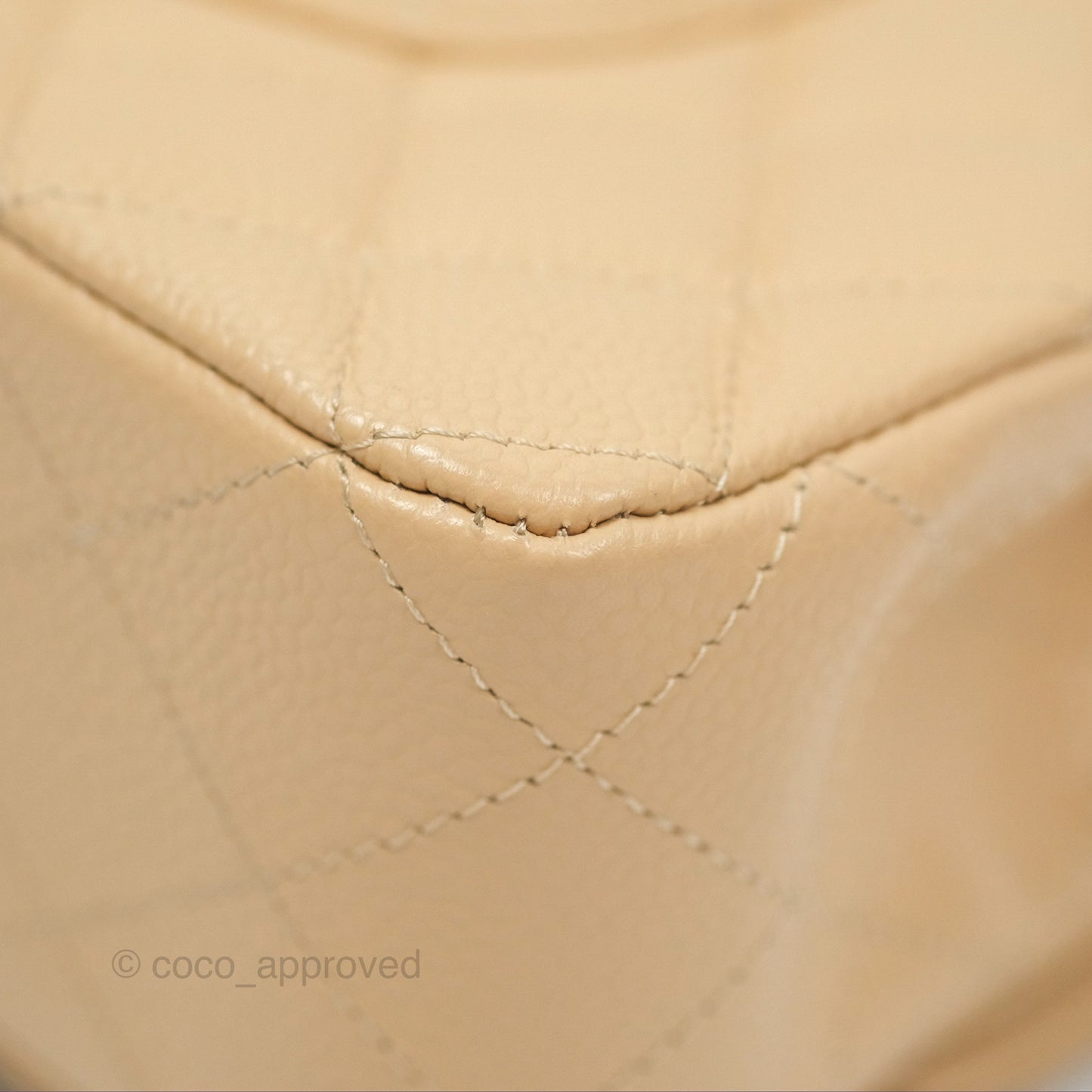 Chanel Classic M/L Medium Flap Quilted Beige Caviar Gold Hardware