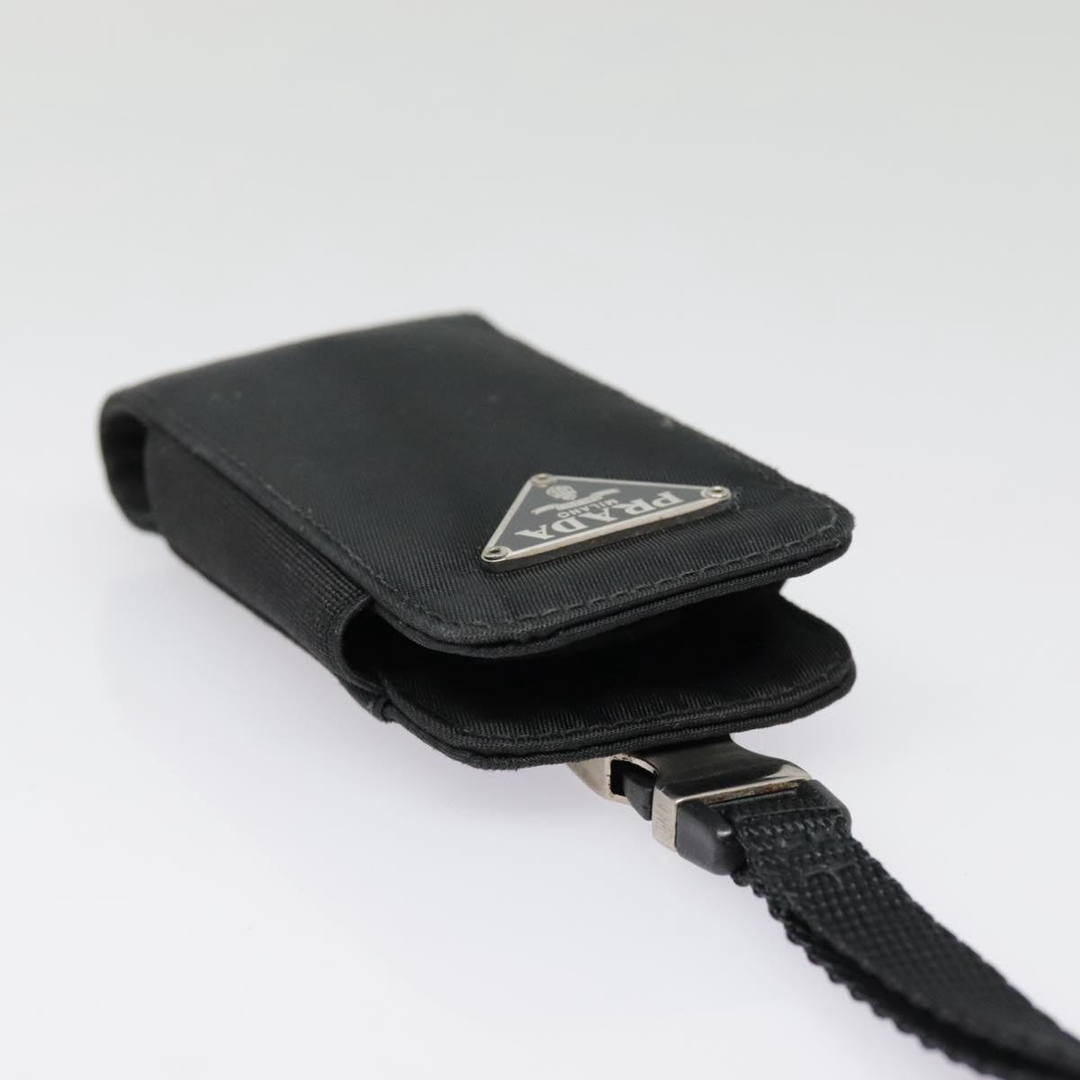 Luxury Prada Neck Case Nylon Black Silver  91191