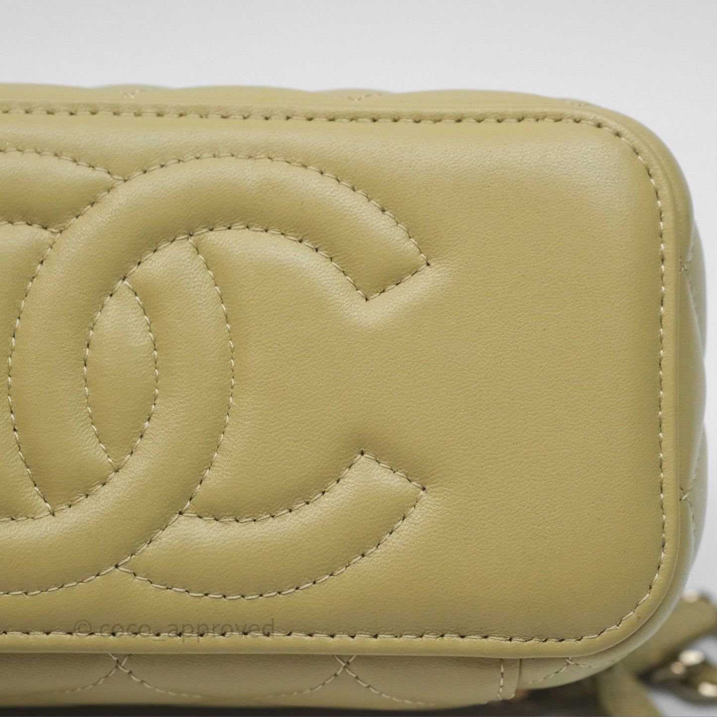 Chanel Top Handle Vanity with Chain Olive Green Lambskin Aged Gold Hardware