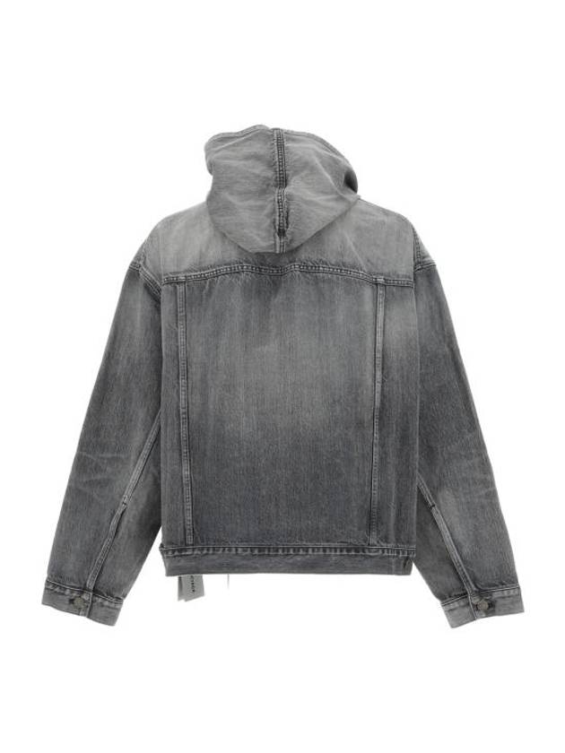 Luxury Balenciaga Distressed Denim Hoodie Black