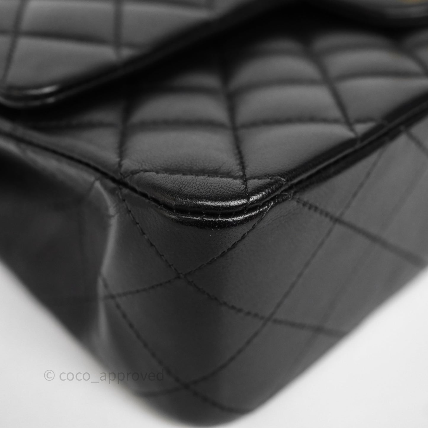 Chanel Quilted Classic M/L Medium Flap  Black Lambskin Gold Hardware