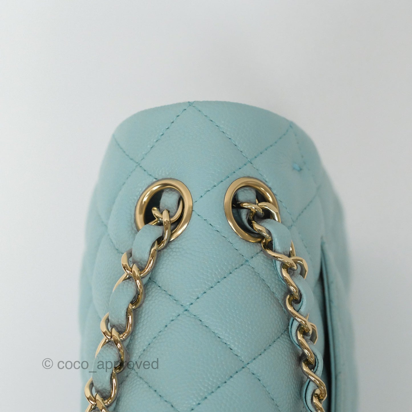 Chanel Small S/M Classic Flap Quilted Tiffany Blue Caviar Gold Hardware