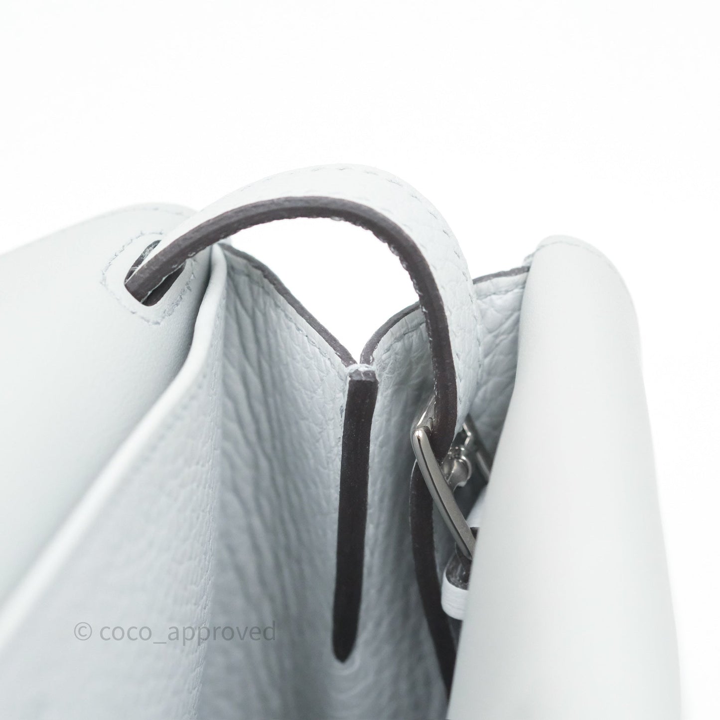 Hermès Halzan 25 Bleu Pale 08 Clemence Palladium Hardware