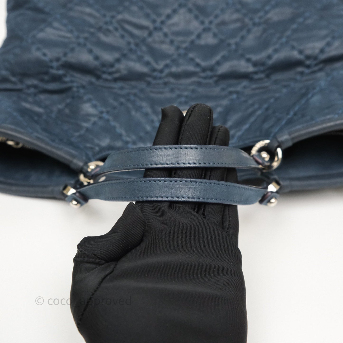 Chanel Small Sea Hit Tote Navy Iridescent Calfskin Silver Hardware