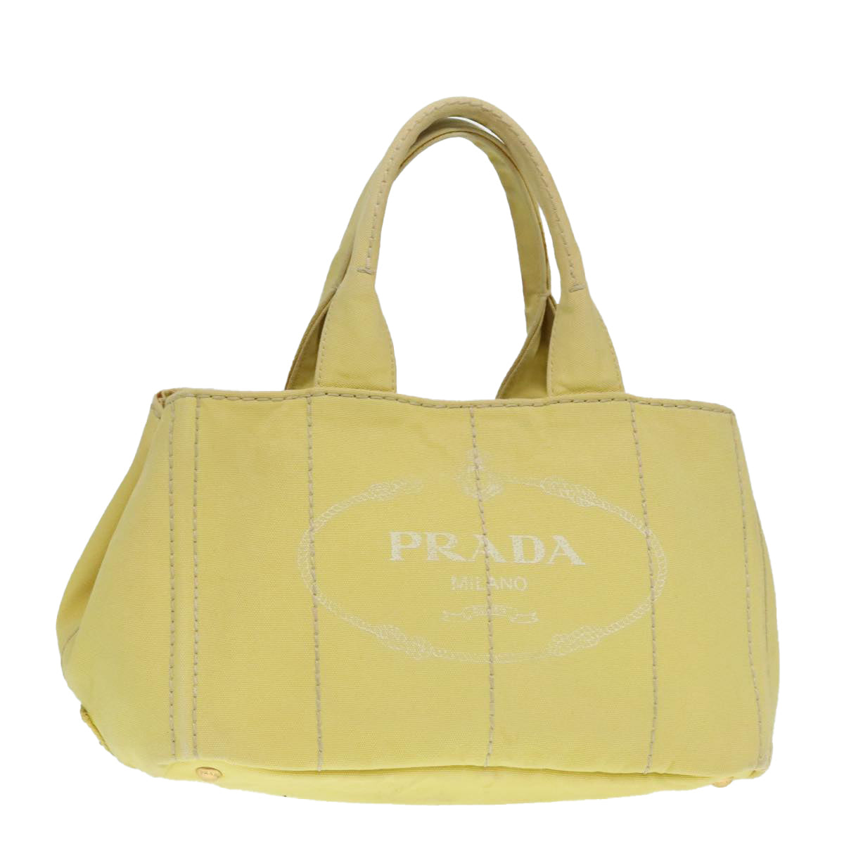 Luxury Prada Canapa MM Hand Bag Canvas Yellow Gold  91234