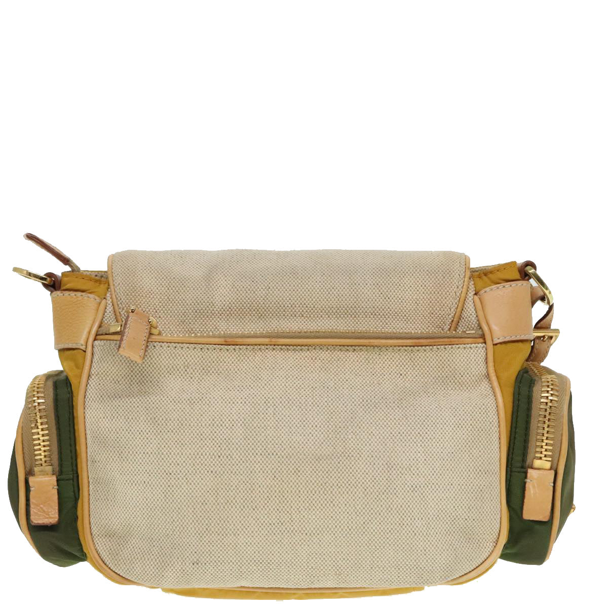 Luxury Prada Shoulder Bag Canvas Beige Gold  91235