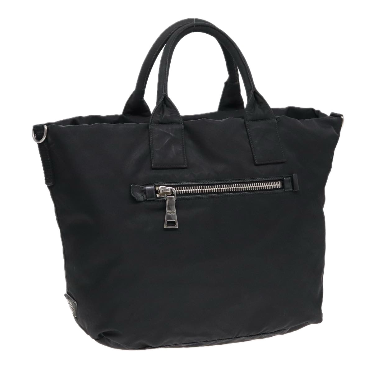 Luxury Prada Hand Bag Nylon Black Silver  91236