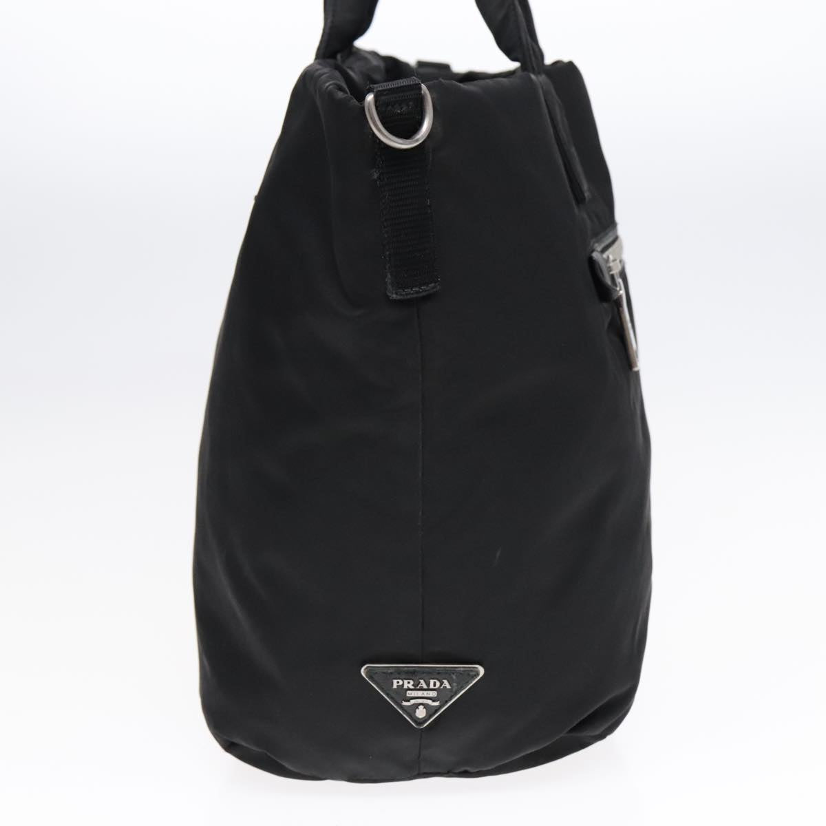 Luxury Prada Hand Bag Nylon Black Silver  91236