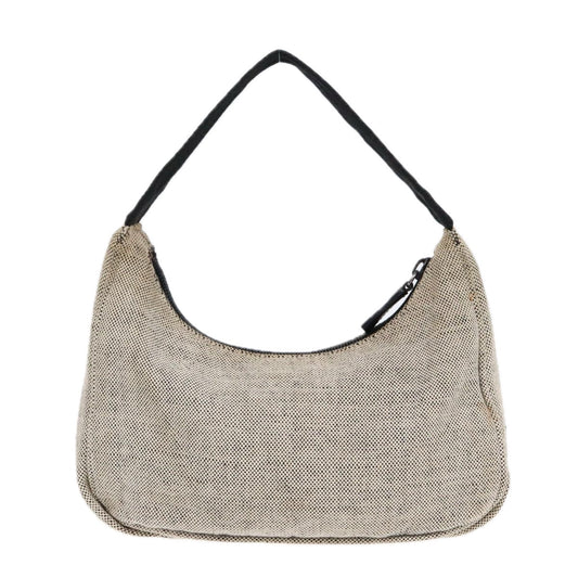 Luxury Prada Sports Hand Bag Canvas White Black Silver  91239