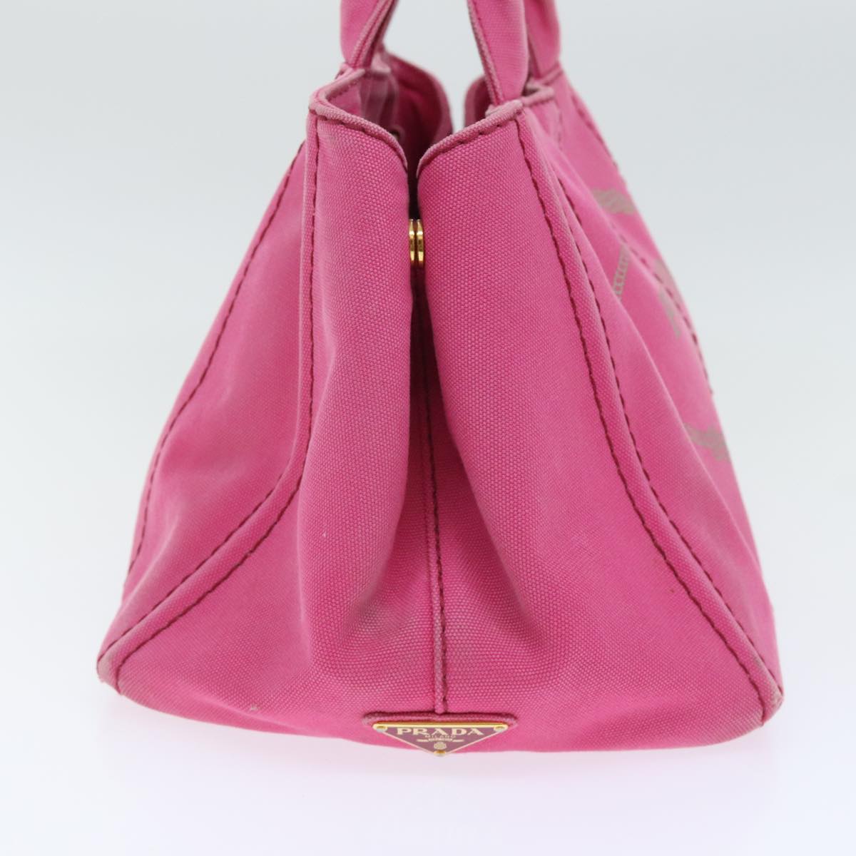 Luxury Prada Canapa MM Hand Bag Canvas Pink Gold  91241