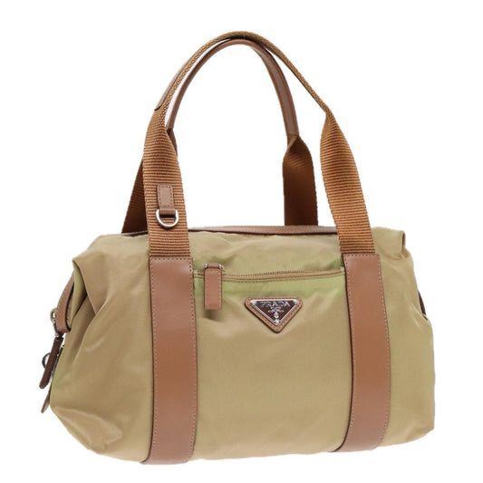 Luxury Prada Hand Bag Nylon Khaki Silver  91245