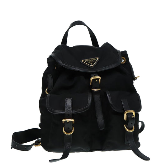 Luxury Prada Backpack Nylon Black Gold  91248