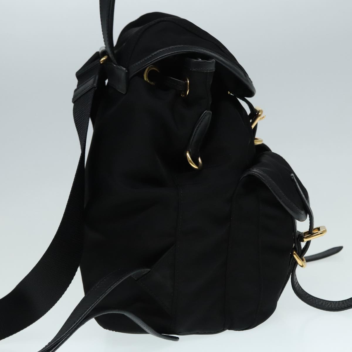 Luxury Prada Backpack Nylon Black Gold  91248