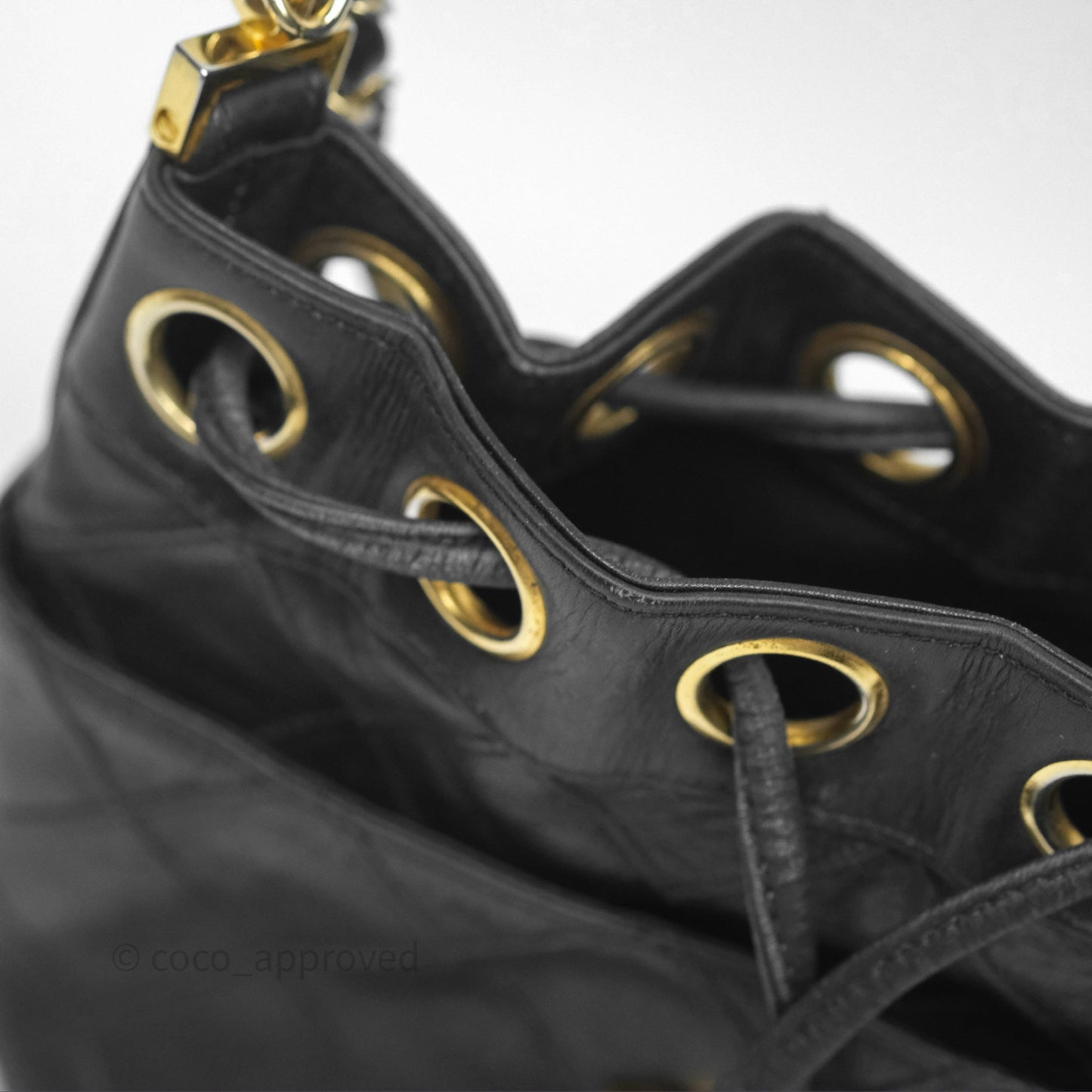 Chanel Vintage Mini CC Bucket Bag Black Lambskin Gold Hardware