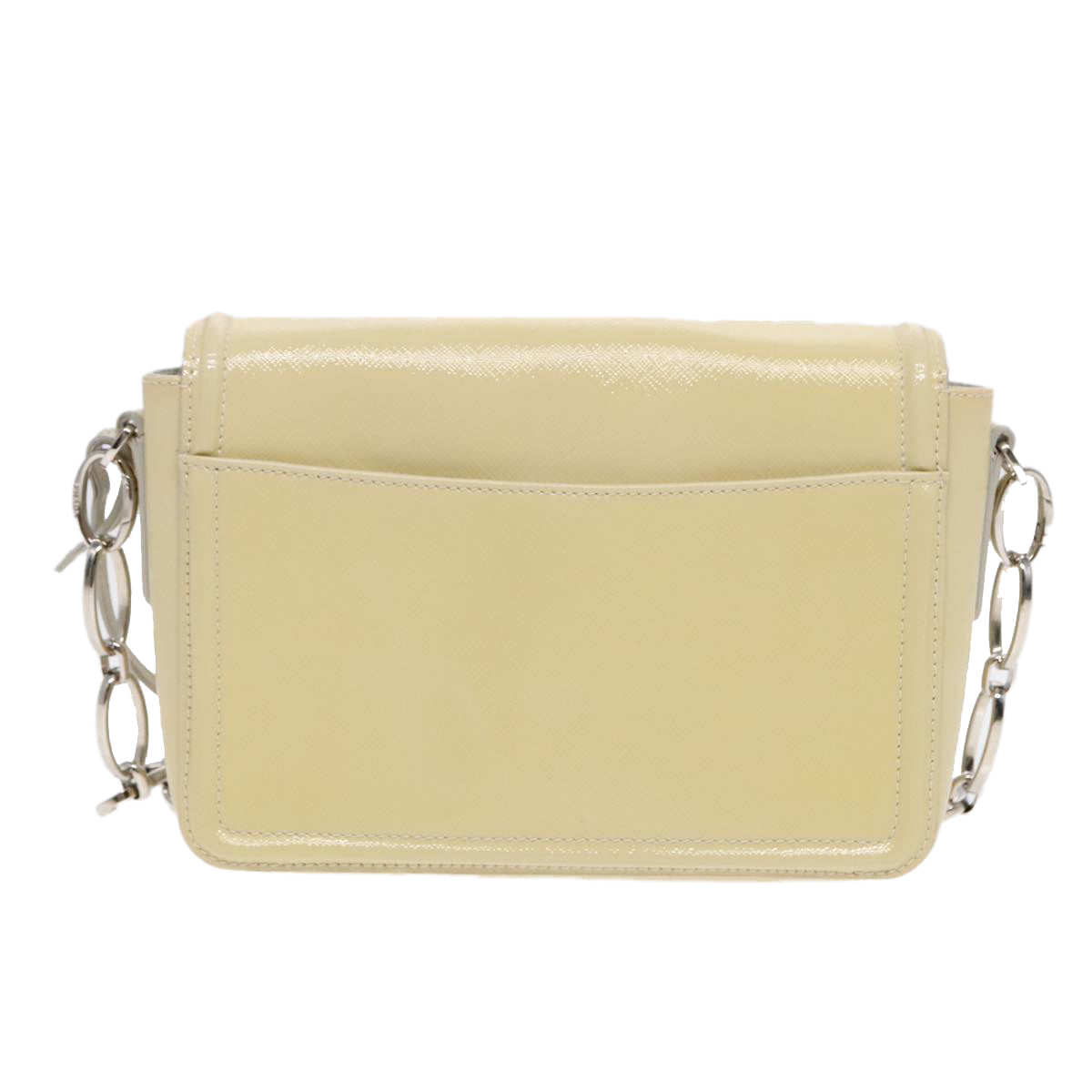 Luxury Prada Chain Shoulder Bag Enamel Yellow Silver  91250