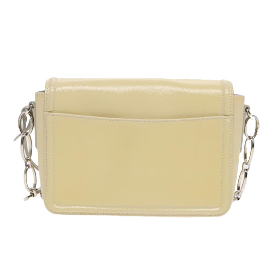 Luxury Prada Chain Shoulder Bag Enamel Yellow Silver  91250