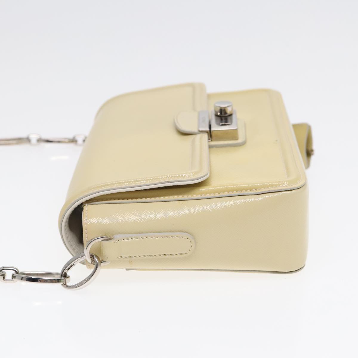Luxury Prada Chain Shoulder Bag Enamel Yellow Silver  91250