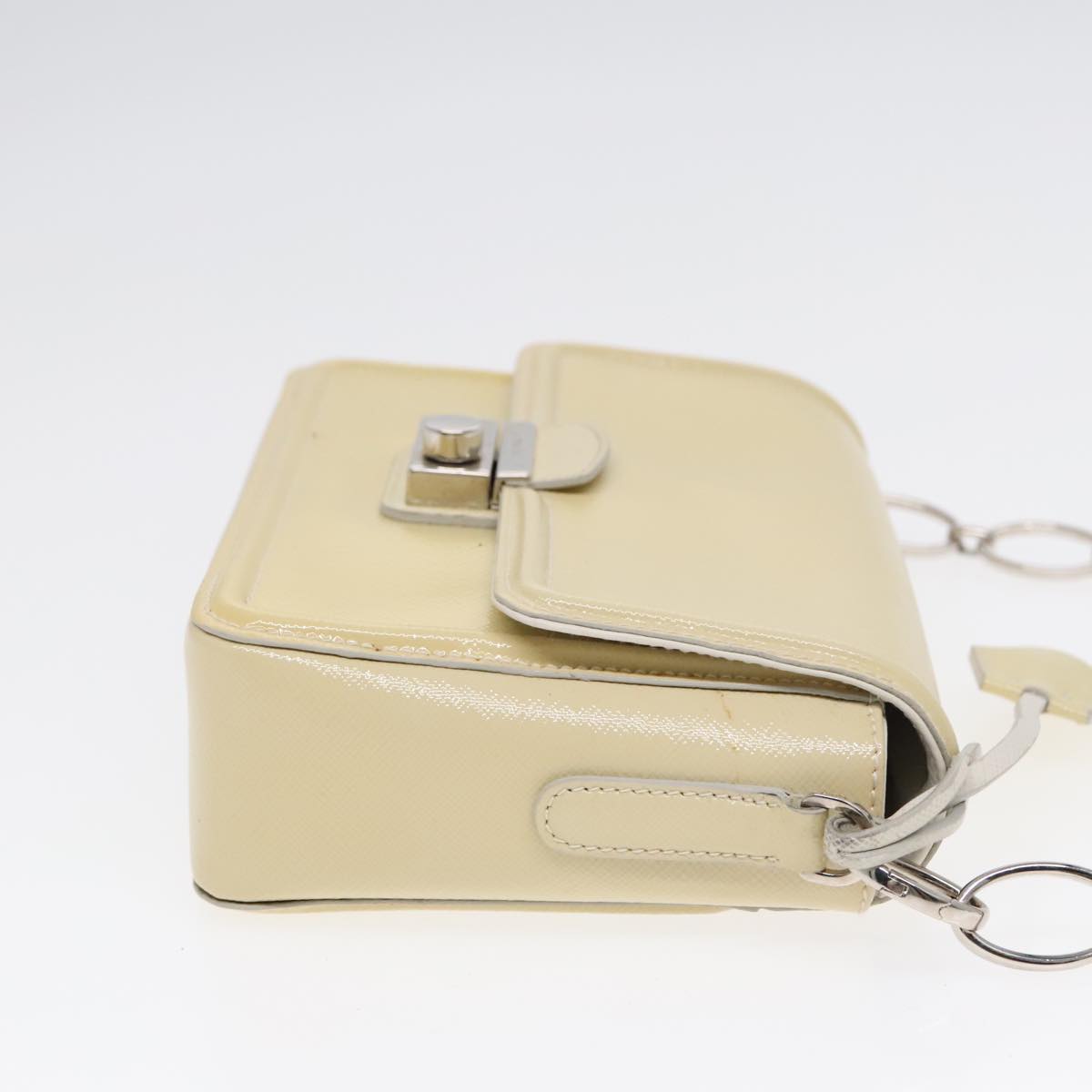 Luxury Prada Chain Shoulder Bag Enamel Yellow Silver  91250