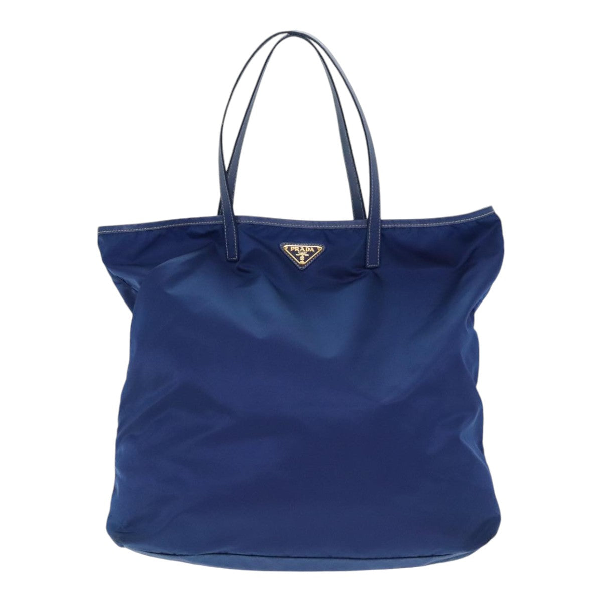 Luxury Prada Tote Bag Nylon Leather Blue Gold  91252