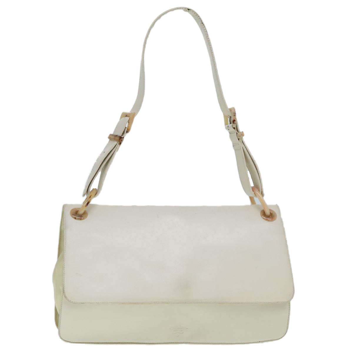 Luxury Prada Shoulder Bag Leather White Silver  91257