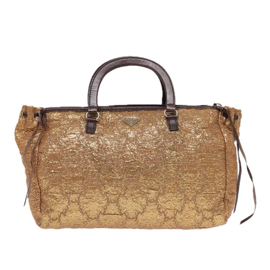Luxury Prada Hand Bag Canvas Gold  91259