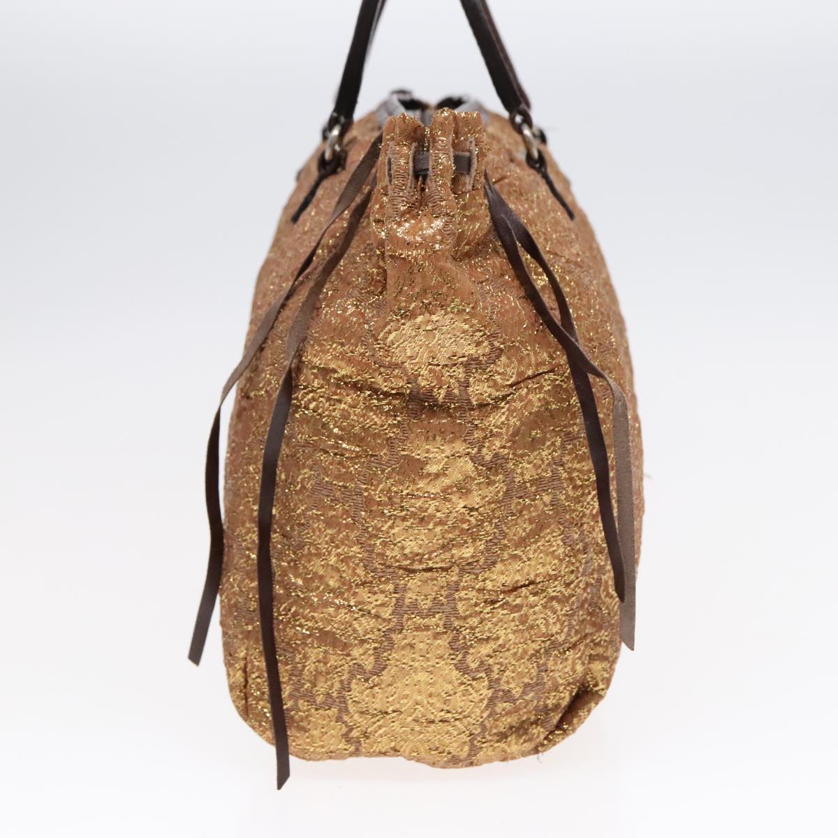 Luxury Prada Hand Bag Canvas Gold  91259