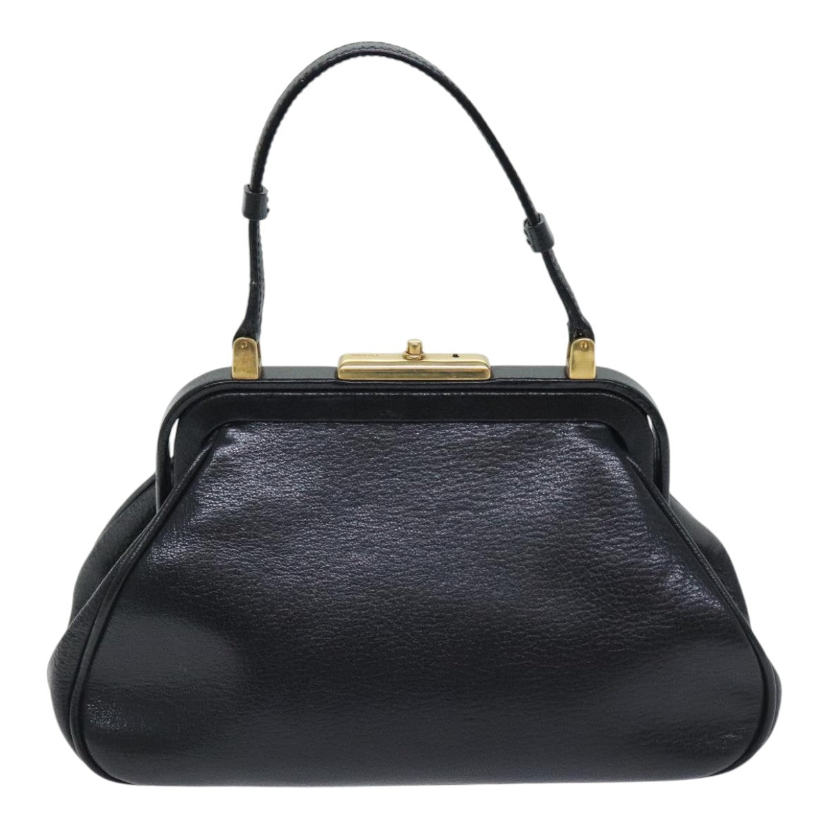 Luxury Prada Hand Bag Leather Black Gold  91260