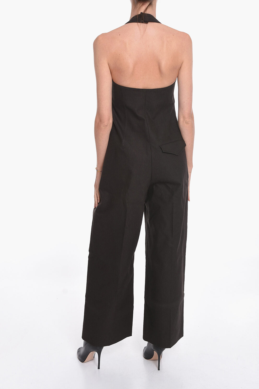 Luxury Bottega Veneta SALON 01 Stretch-linen Halterneck Jumpsuit with Bodice