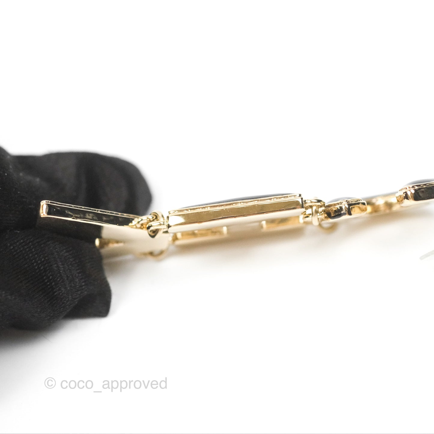 Chanel Cha-Nel Logo Black/White Drop Earrings Gold Tone 22A