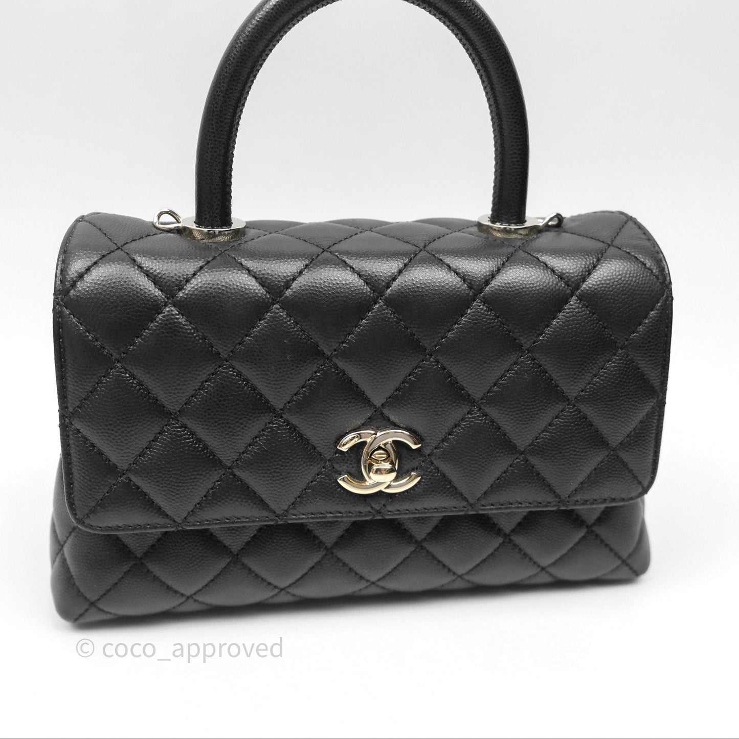 Chanel Small Coco Handle Quilted Black Caviar Gold Hardware