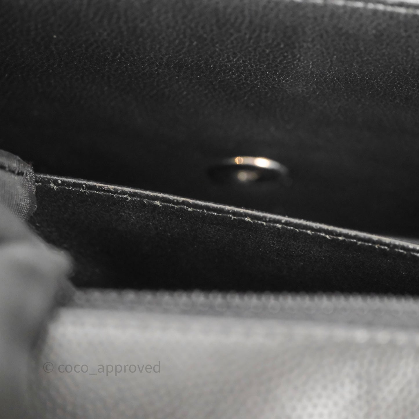 Chanel Mini Rectangular Flap Chevron Black Caviar Silver Hardware